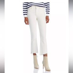 NWOT mother The Insider High Rise Crop Step Fray Bootcut Jeans cream puff sz 24